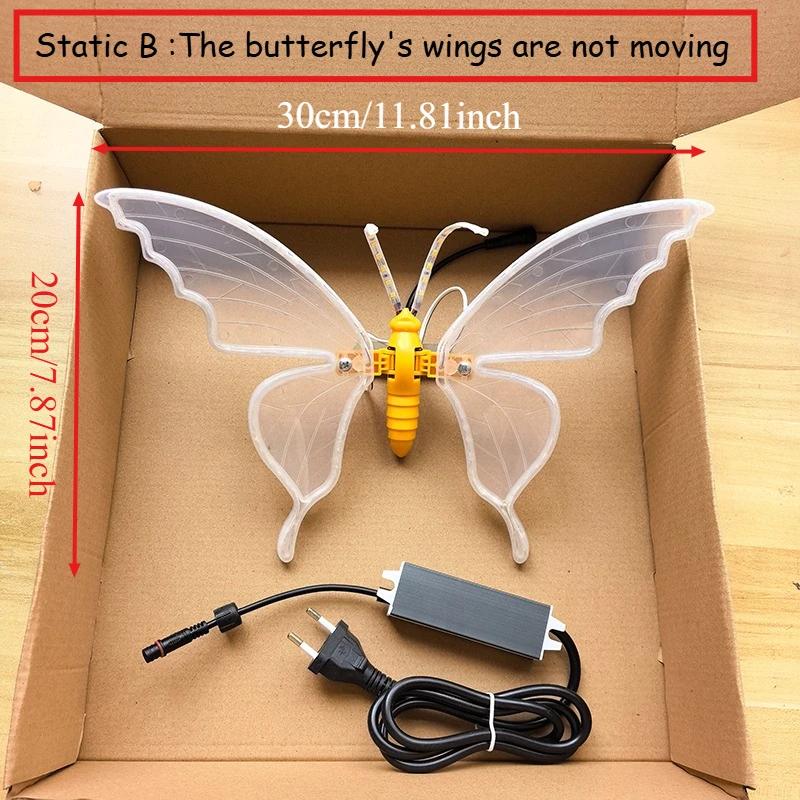Moving LED Butterfly Lights Outdoor Wedding Party Christmas Decorations Dynamic and Static Mode Garden Yard Decor