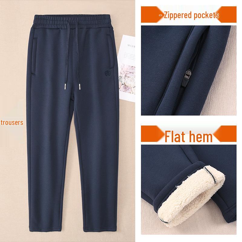 GAGN Women's Plus Size Winter Fleece-Lined High Waist Sweatpants with Zipper Pockets and Extra Long Fit.