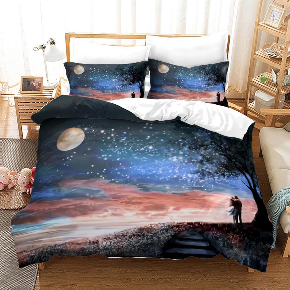Digital Printing Three-Piece Set Couple Size Quilt Cover 3D