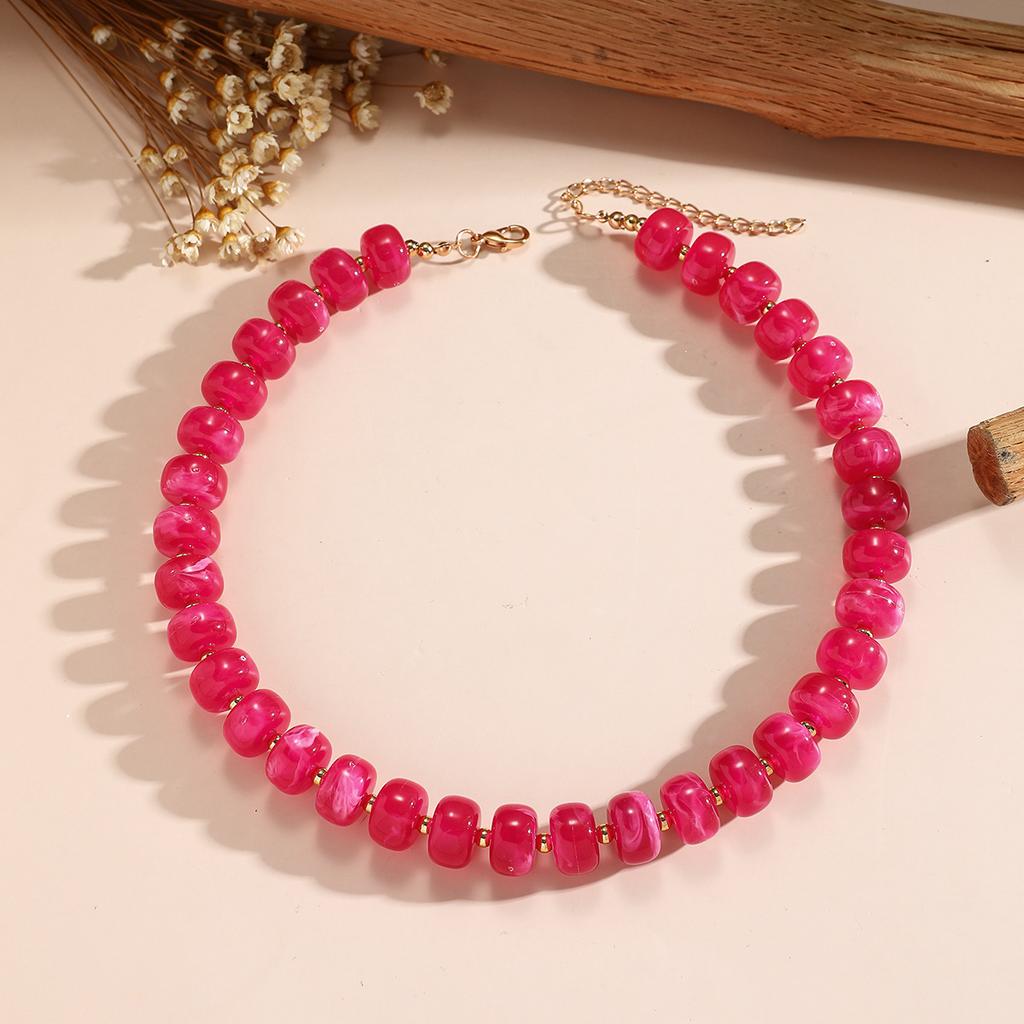 Colorful Round Beads Necklace Fashion Resin Geometric Beads Choker Necklaces for Women Bohemia Jewelry Trendy Summer Gifts