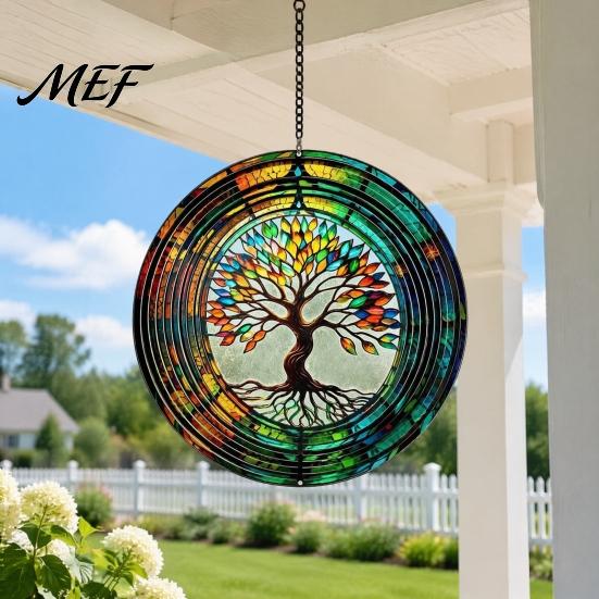 3D Kinetic Art Sculpture Outdoor Owl/Hummingbird/Flower/Tree of Life/Rooster Wind Spinners, Reflective Spinners Garden Decor, Bird Deterrents