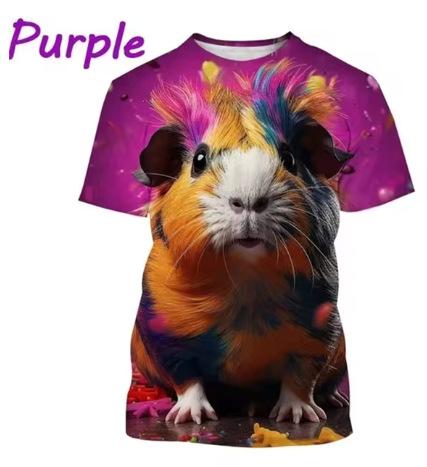 Süßes Hamster-Muster T-Shirt, 3D-bedrucktes kurzärmeliges T-Shirt für Herren und Damen, extra große Größe Hip-Hop T