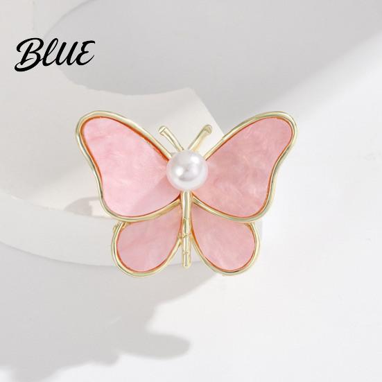 Enamel Butterfly Pin Women Brooch Sparkling Rhinestones Faux Pearl Butterflies