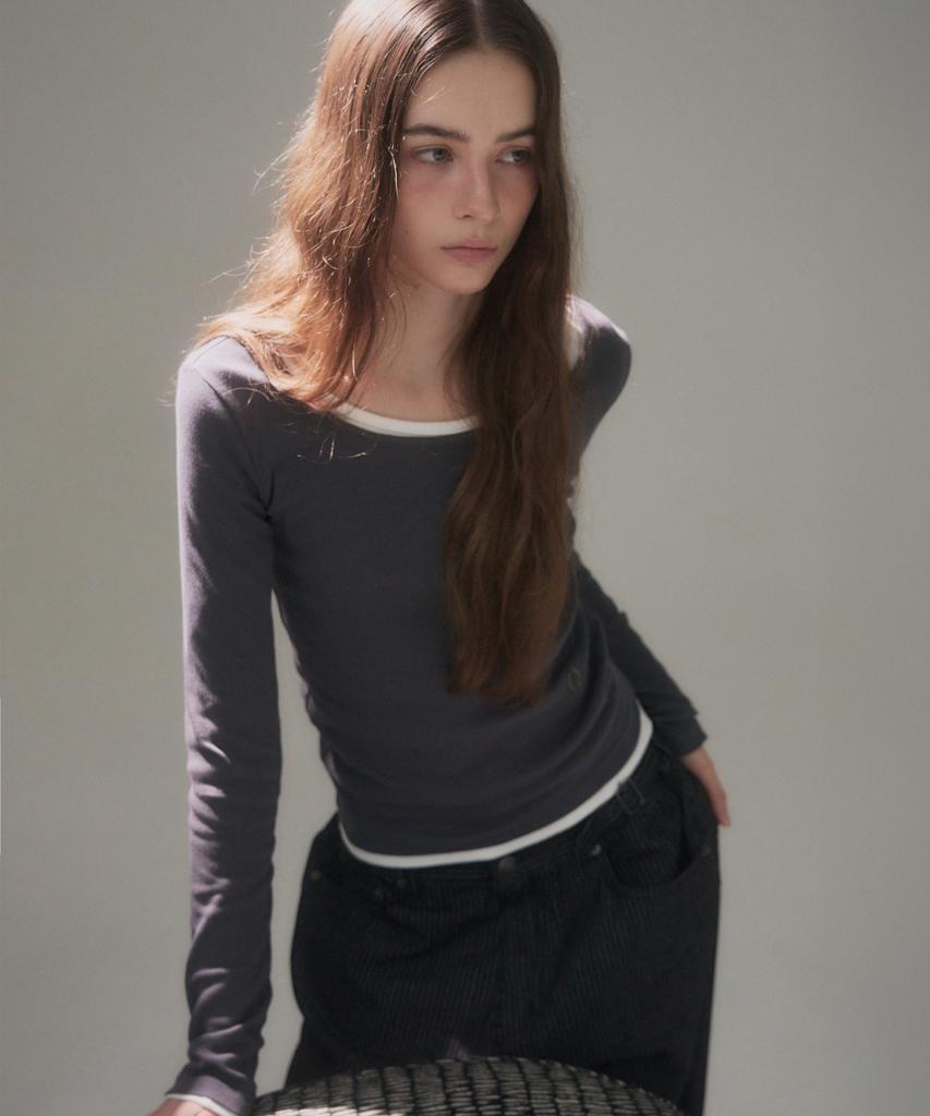 Ledeoli Scoop Neck Ribbed Long Sleeve [3 Colors]