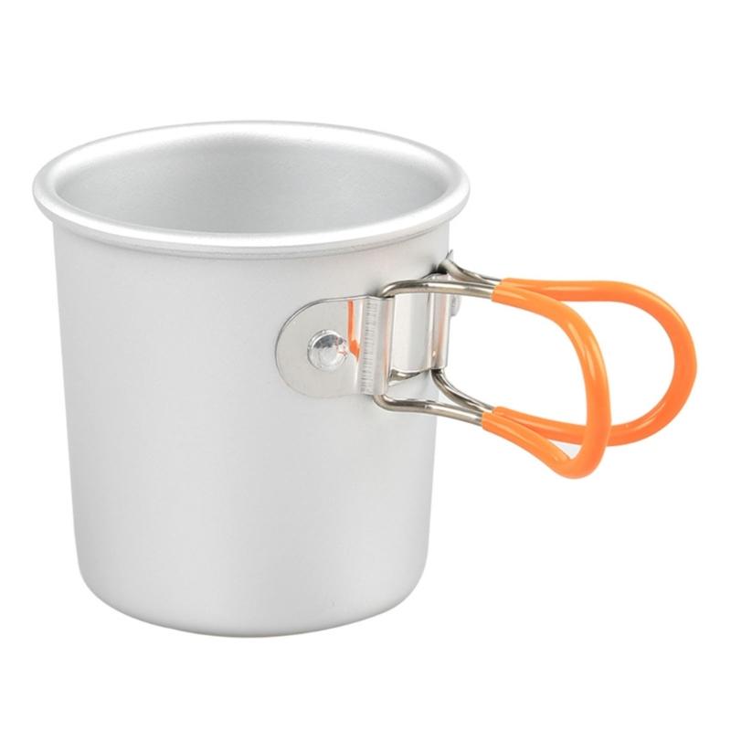 Aluminum Camping Mug for Backpacking Breaks, 150ml Foldable Outdoor Drink Cup with Grip Covered Handle for Easy Carry