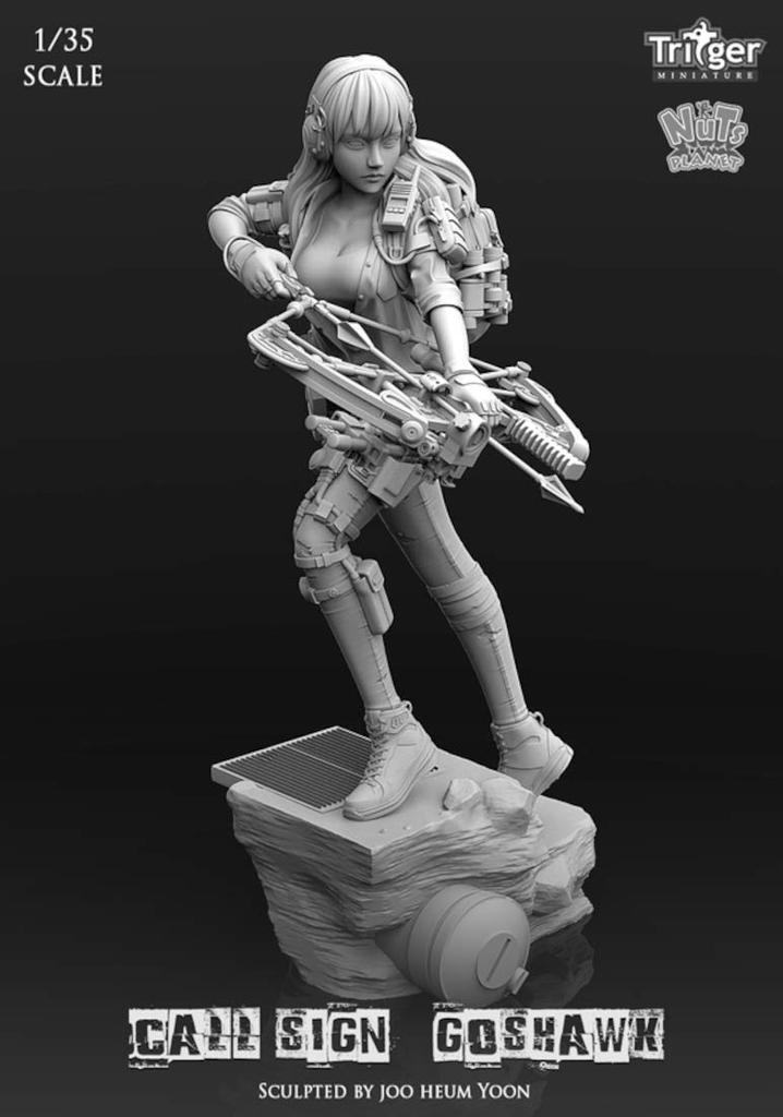 Nuts Planet Call sign is Goshawk Female scout with compound bow Unpainted resin assembly kit T35022 1/35