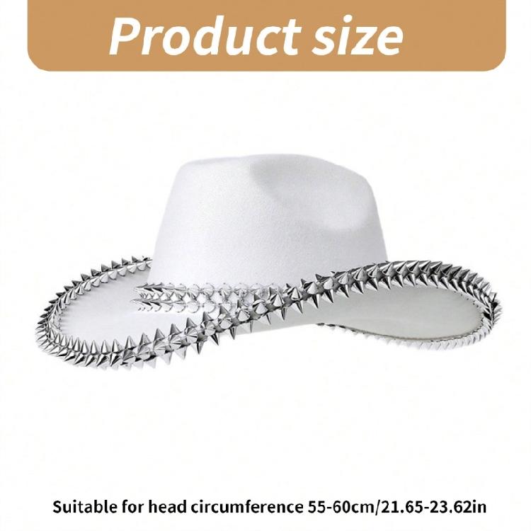 Plain Color Cowboy Hat with Rivet Trim Woman Proms Banquets Party Cowboy Hat Adult Teen Photography Western Hat