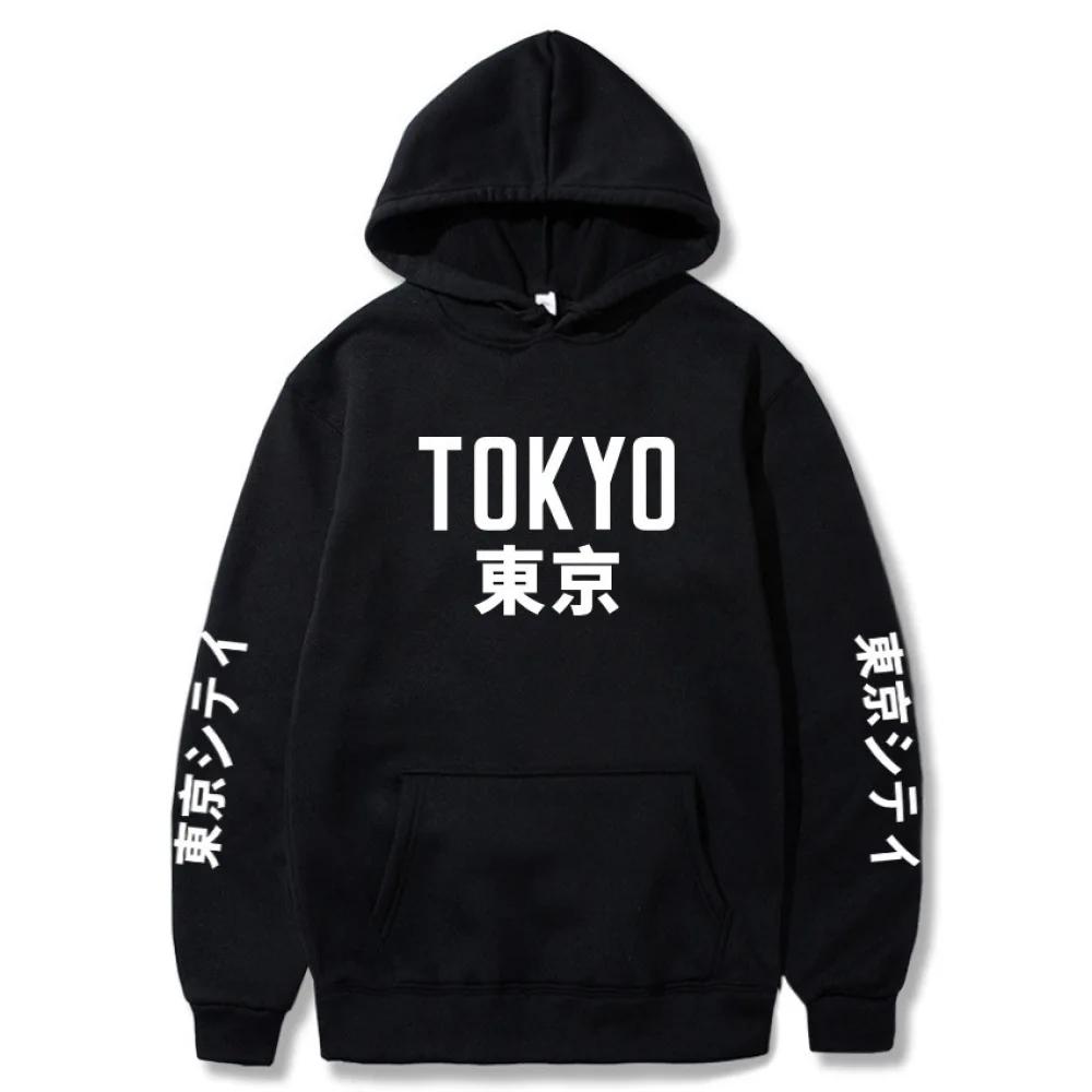 

Толстовки с принтом надписи Токио Осень Зима Повседневные свитшоты Готические худи пуловер Мужские Женские Модные оверсайз топы Уличная одежда XL