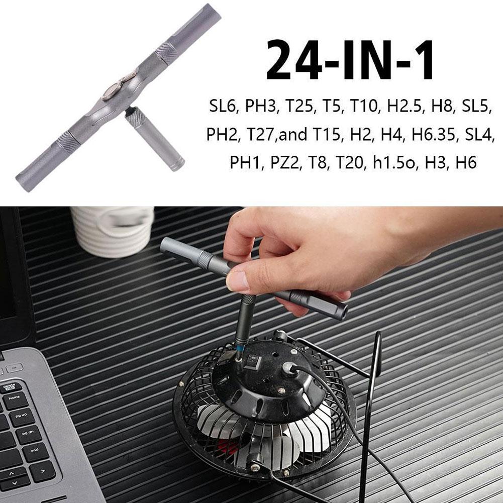 Multi-purpose 24 In 1 Ratchet Wrench Screwdriver S2 Magnetic Bits Detachable T Ratchet Handle Magnetic Screw Screwdriver Tool