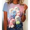 Sommer Mode Cartoon Tier Katze 3D Druck T-Shirts Damen Streetwear Lässig Kurzarm Rundhals Große Größen T-Shirts Oberteile Kleidung