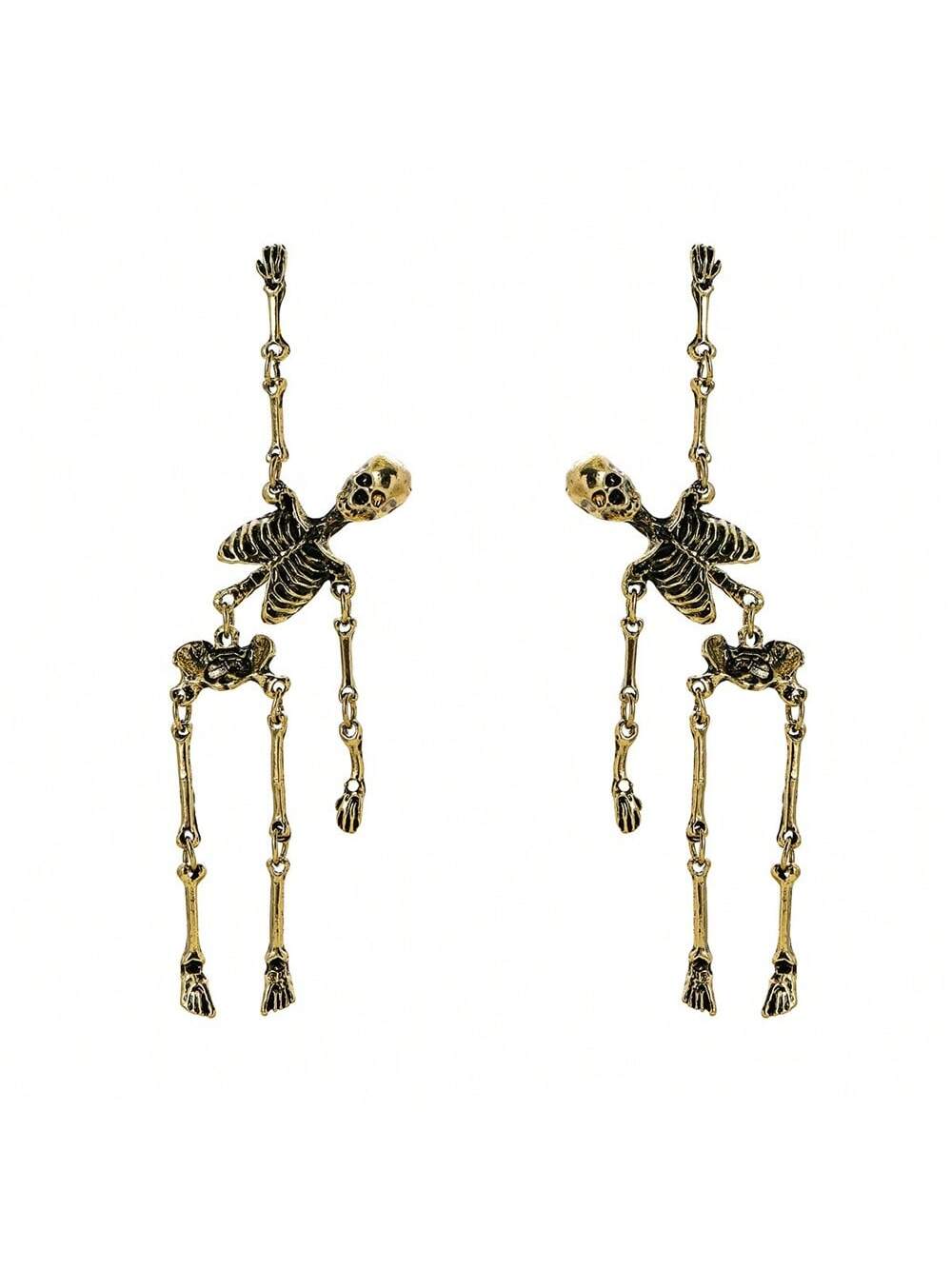 

1 Pair Of Vintage Exaggerated Halloween Skull Earrings For Women, Gothic Punk Halloween Party Ear Jewelry
