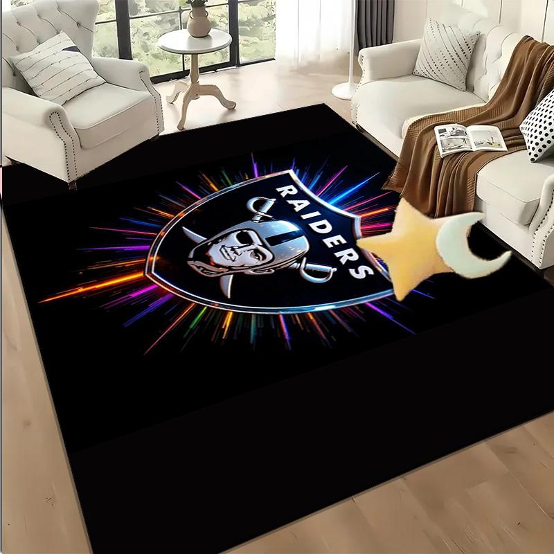 1PC Raiders Team Logo Design Rug Game Carpet, Floor Mat for Bedroom Living Room Entryway Rug, Home Decor Idea Gift for Christmas birthday