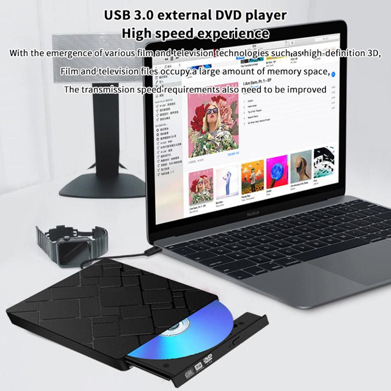 Typec+USB 3.0 Externes Blu-Ray-Laufwerk CD24X High-Speed-Laufwerk Werkzeuge Und Brennschreiber-Adapter DVD CD Extern Multifunktion A3Y9