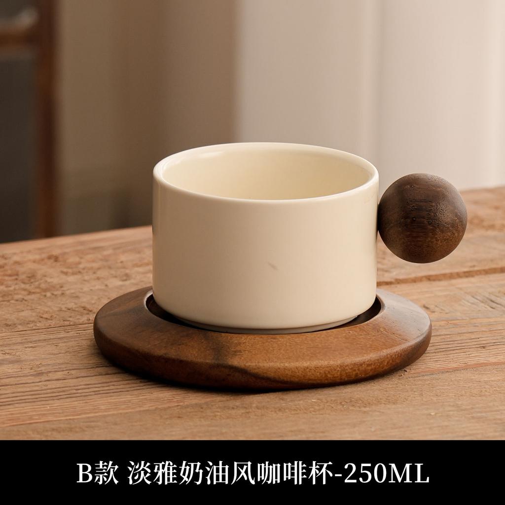 Vintage Terracotta Mug Set with Wood Coaster, Floral Rustic Coffee Cup for Tea, Handmade Feel Gift for Her, Mom, Friend