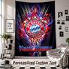 Wall Hanging Tapestry With Custom Name & Text, Bayern Munich Decorative Tapestry For Bedroom