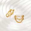 Fenny Jewelry 18K Gold-plated Double Layer Pin Link Cuban Chain Tassel Drop Hoop Stainless Steel Earring for Women