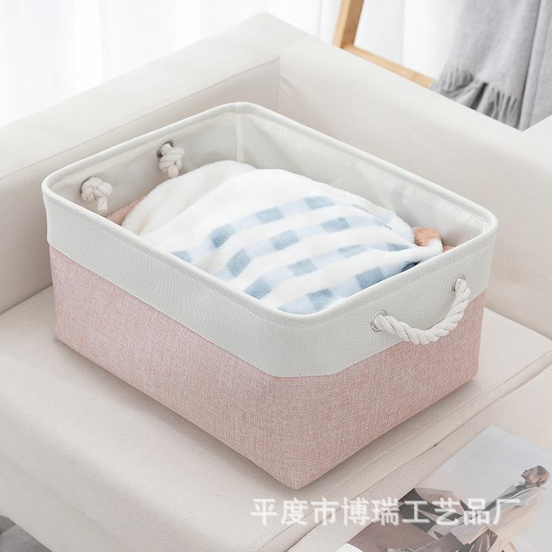 Japanese Style Storage Basket Set Linen Patchwork Home Organizer for Clutter