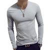 Elastic Mens T-Shirt V-Neck Long Sleeve Men T Shirt For Male Cotton T-Shirts Man Clothing TShirt Top Tees