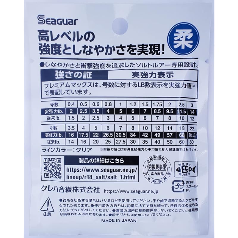 Seaguar Premium Max Shock Leader, 20m, 34lb, No. 8, Clear