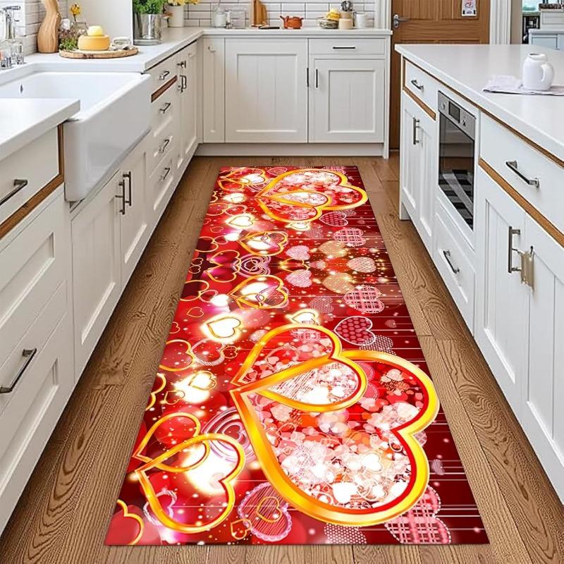 Heart Pattern Runner Rug Y2K Modern Home Artistic Decor Carpet Anti-Slip Mat for Hallway Living Room Valentines Day Decor