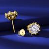 Sterling Silver Iced Out Stud Earrings with Diamond & Rose Gold Moissanite VVS Luxury Fine Jewelry