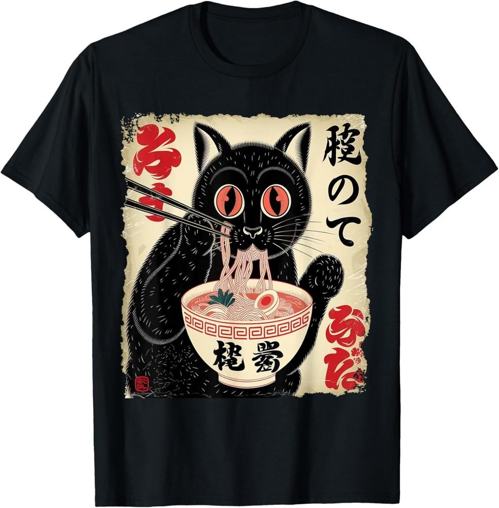 Tee Japanese Kawaii Anime Cat T-Shirt Unisex T-Shirt M