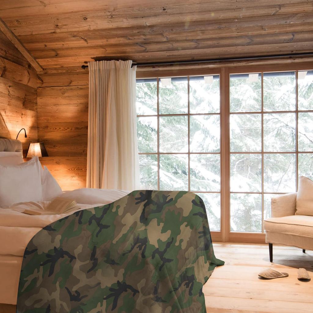 Tencen Camouflage Lightweight with Storage Perfect for Car Home and 150x200cm Blanket, Fluffy, Warm, Fleece, Bag, Camping, Outdoors, Camping, Sofas,