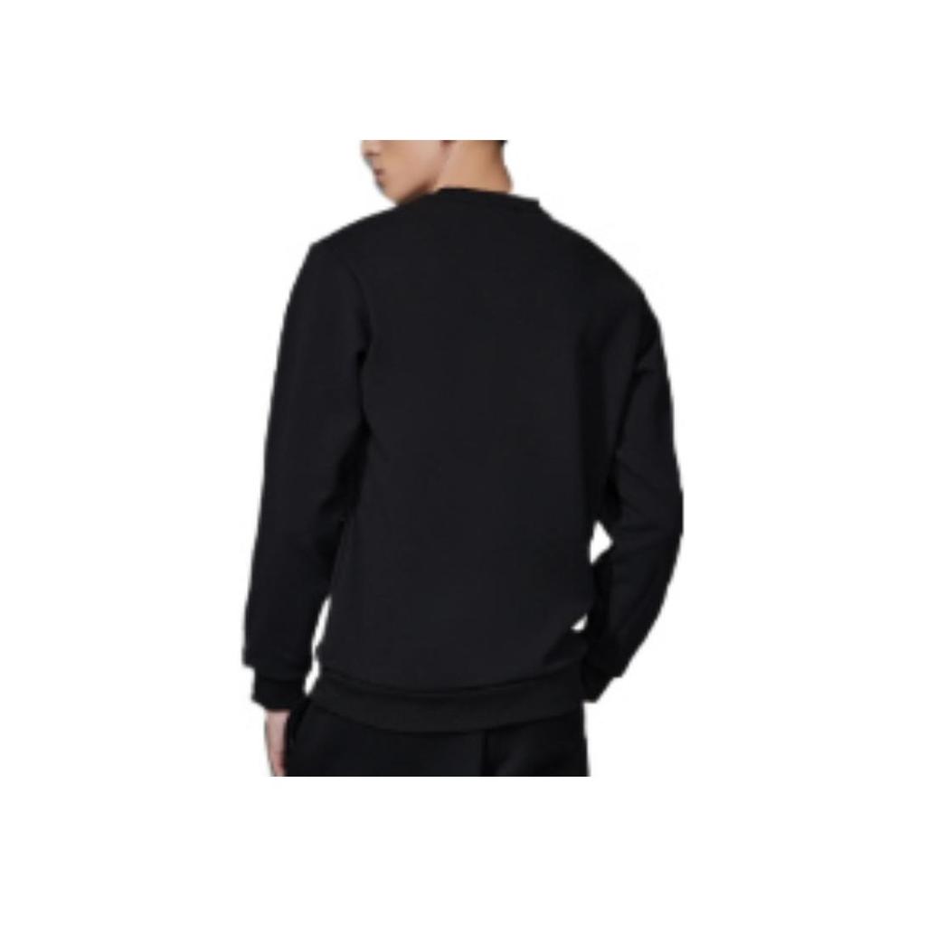 Li-Ning Plain Letter Print Pullover Sweatshirt Men Tops Black AWDSA49-1