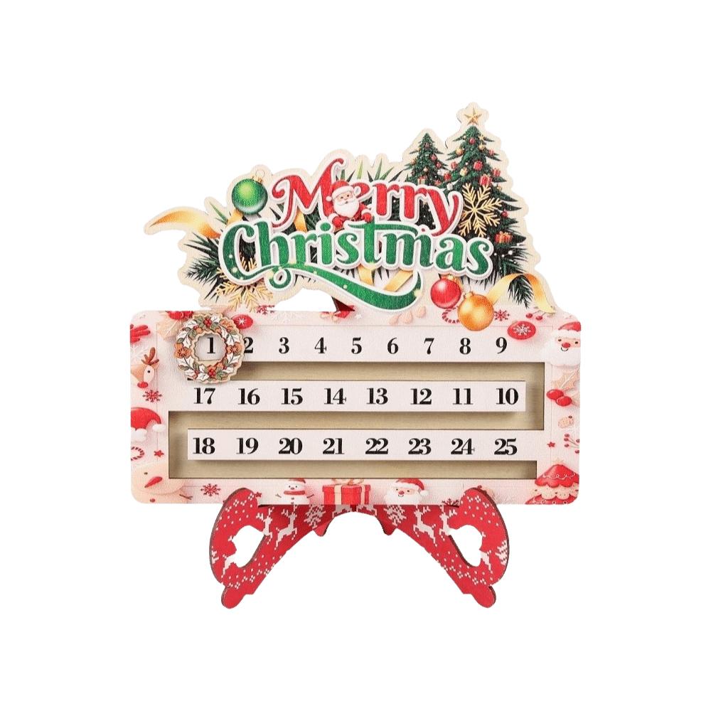 Santa Claus Decoration Calendar Wooden Christmas Decor Creative Christmas Advent Calendar Home