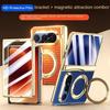 Rotatable Metal Magnetic Case For Huawei Pura X Max Bracket Central Axis Magnetic Tempered Glass Protective Film Leather Cover