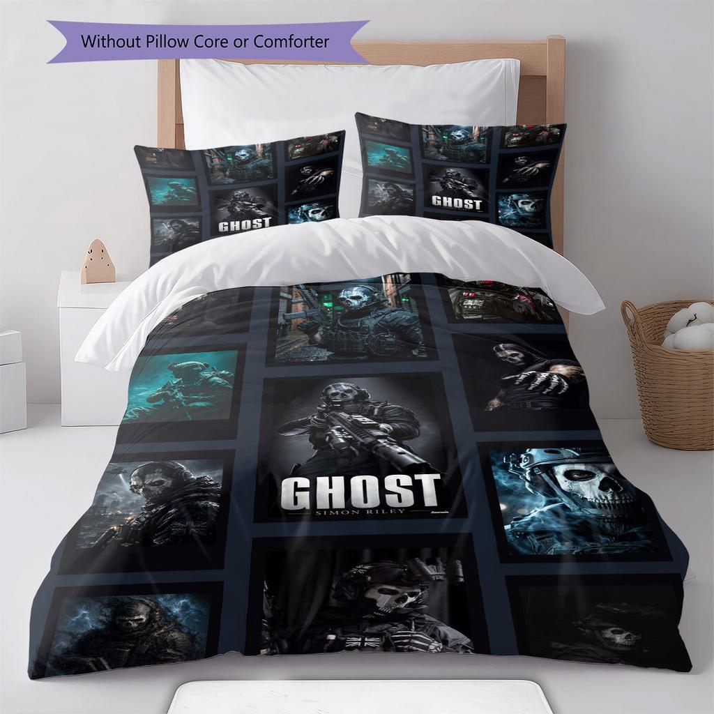 Simon Ghost Pattern Bedding Set Quilt Cover Pillowcase Home Decor Gift (1 * duvet cover + 2 * pillowcase, without core)