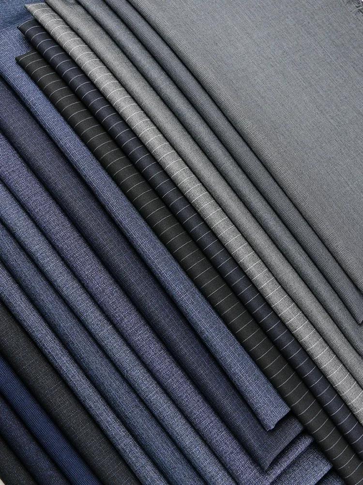 100x150cm Dark Patterned Thin Anti-wrinkle Suit Fabric for Clothes Vest Trousers Sewing Checkered Striped Cloth Black Blue