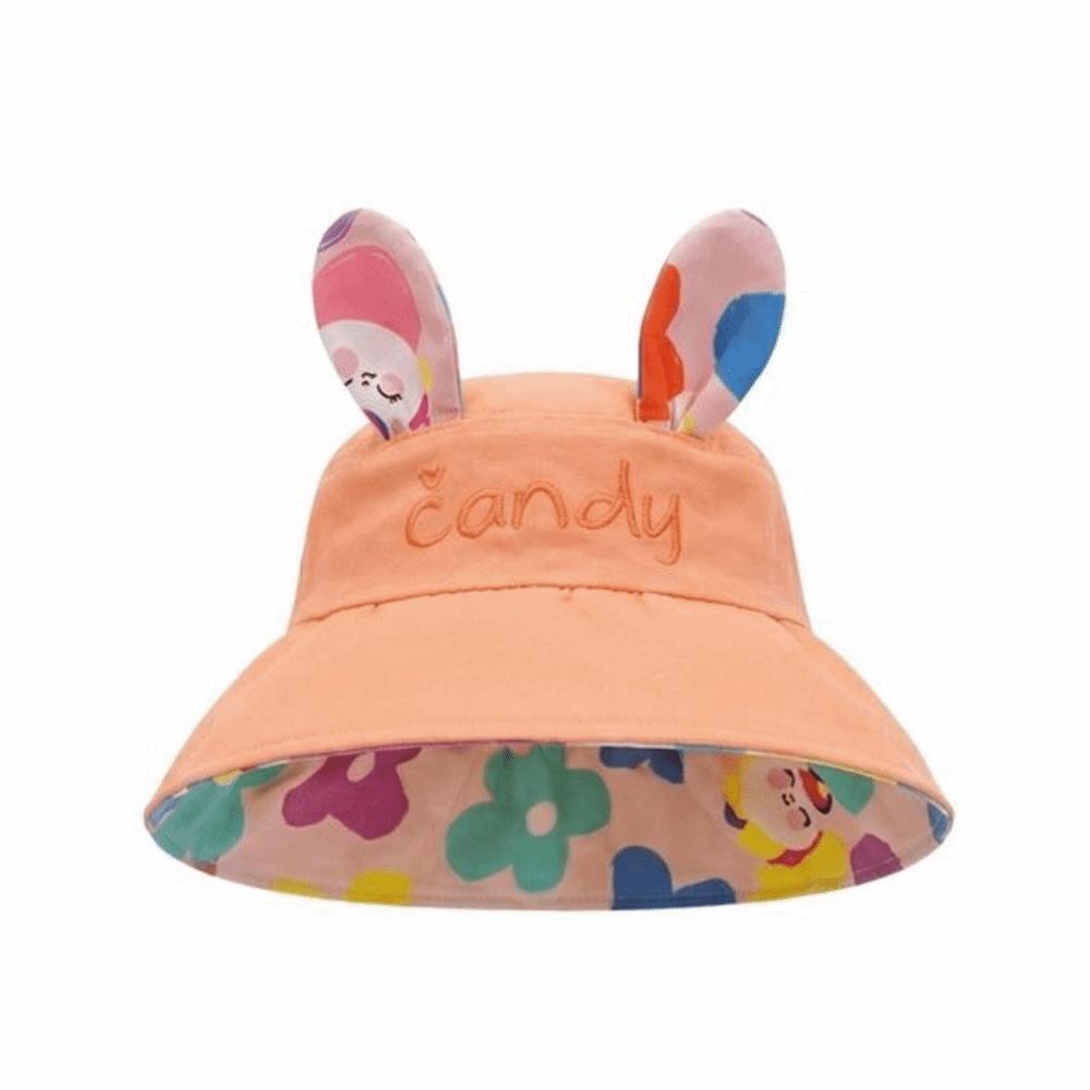Cotton Children Rabbit Ears Sun Hat Adjustable Wide Brim Hat Kids Empty Top Sunscreen Hat  Running