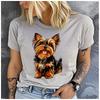 Cotton  Cute Smiling Yorkshire Terrier Puppy Print Women T Shirt Fluffy Yorkie Dog Graphic Pet Lover Casual Short Sleeve Tee
