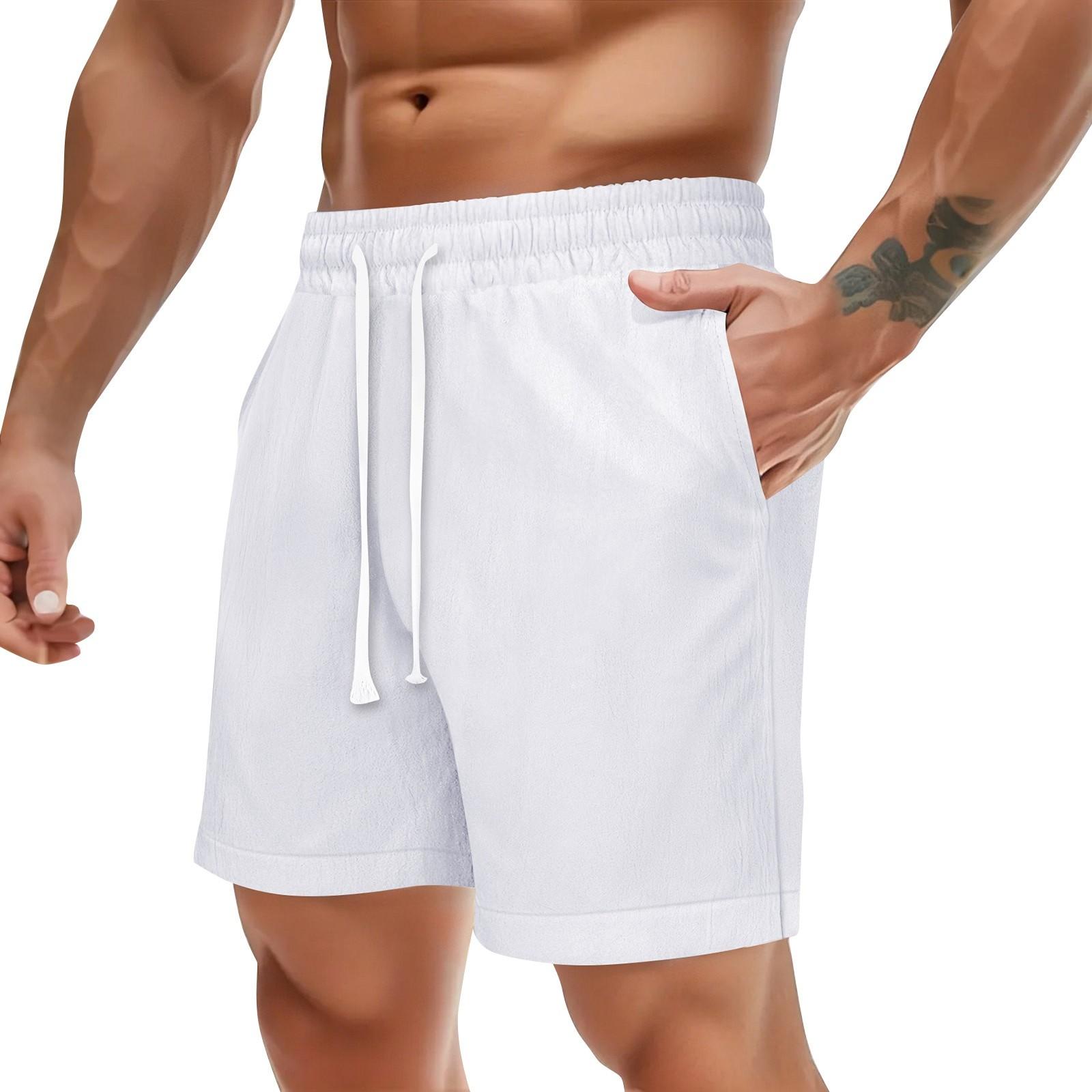 

Мужские летние однотонные повседневные спортивные быстросохнущие дышащие шорты XL белый