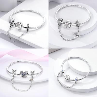 Original Charms Copper Stars Moon Clover Safety Chains Beads Fit Bangle Bracelets Diy Jewelry Fine Gift For Women