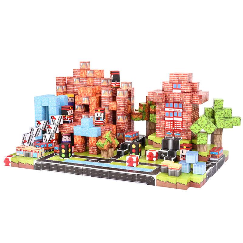 Magnetic Building Blocks Mine World Brick Cube Toys Set Stem Sensory Best Gift For Boy Girl Children Yi Lin 100Pcs