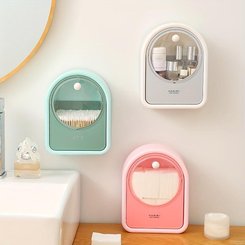 1pc Makeup Cotton Storage Box Wall Mounted Hanging Wall Flap Put Makeup Cotton Remover Box Cotton Sheet Cotton Swab Cosmetic Box