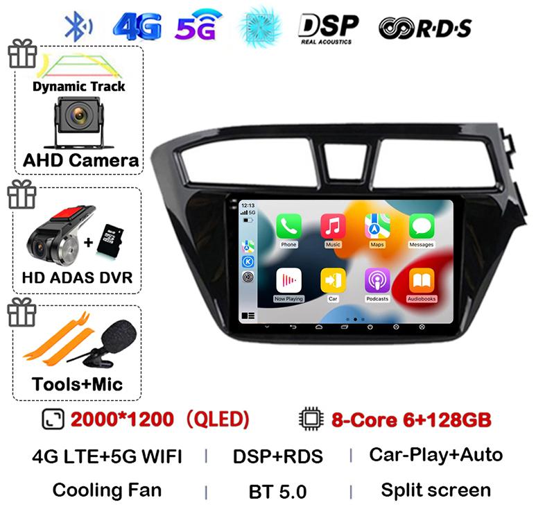 Android 14 Carplay Auto WIFI+4G For Hyundai I20 RHD 2015 2016 2017 2018 Car Radio Multimedia Player Stereo Head Unit 2din Audio