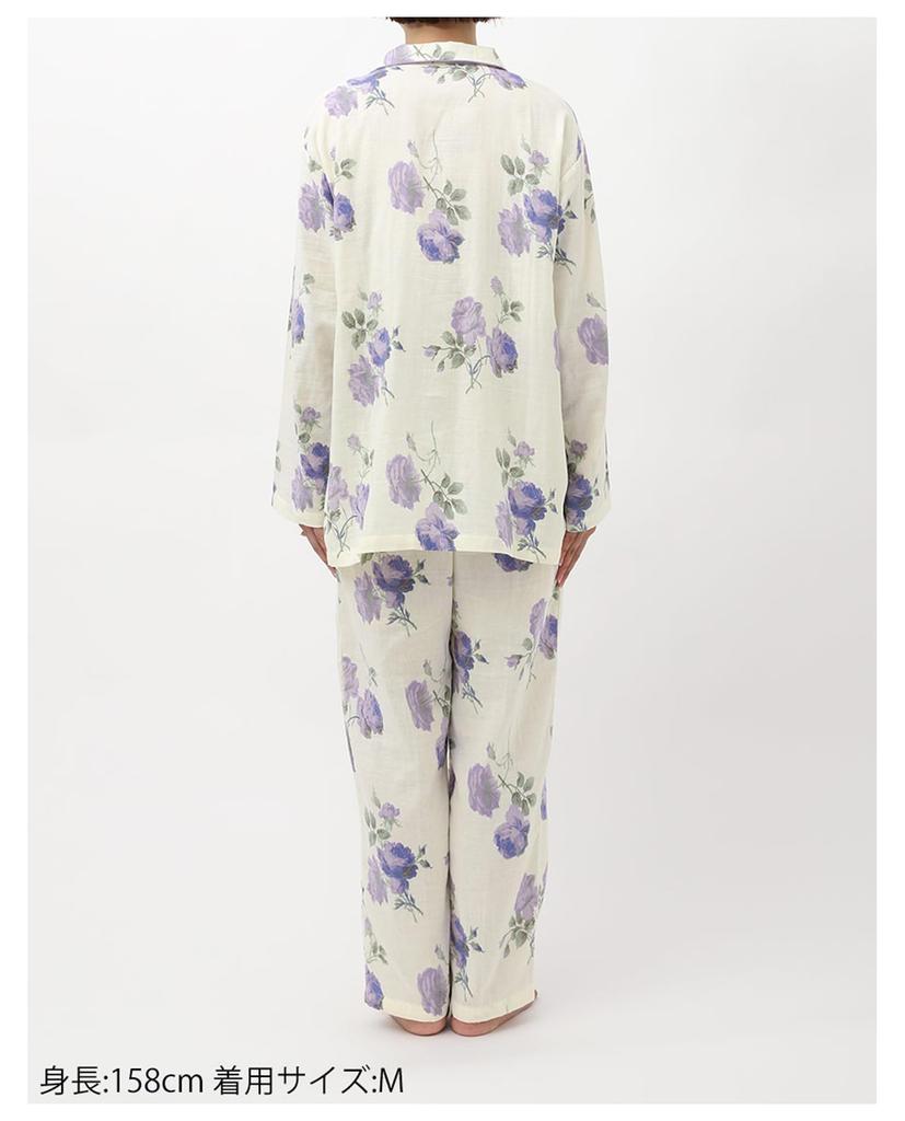 Long Sleeves and Cotton Double EP5073 CR L Wing/Wacoal Pajamas, Pants, 100% (Body), Gauze,