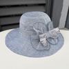 Spring and summer outdoor big eaves sunscreen bucket hat fashion casual linen breathable beach hat ladies sunshade basin hat