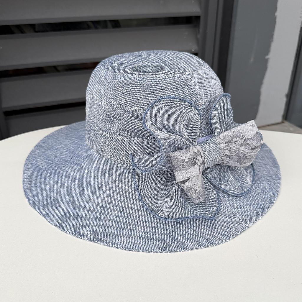 Spring and summer outdoor big eaves sunscreen bucket hat fashion casual linen breathable beach hat ladies sunshade basin hat