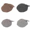Korean Style Rabbit Ears Octagonal Hat Big Head Circumference Women Artist Hat Plaid Beret  Ladies