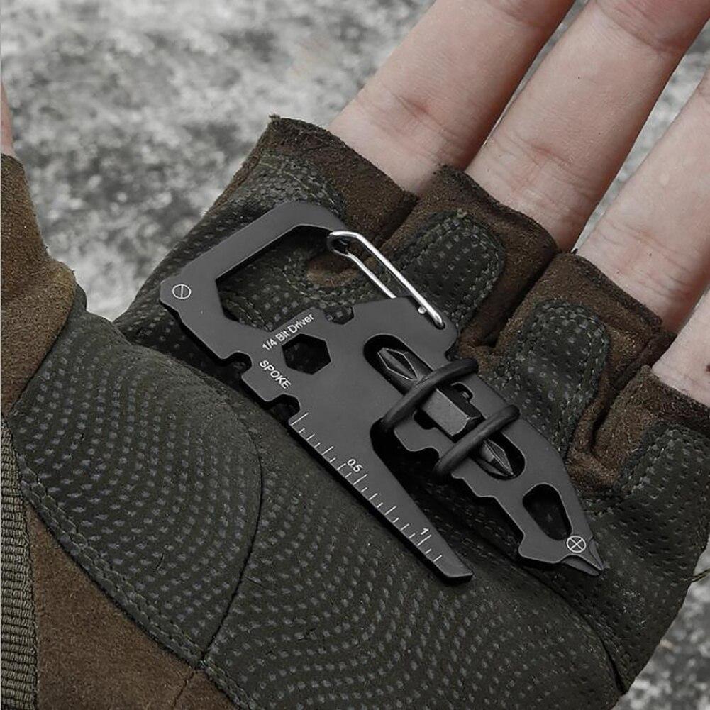 Stainless Steel Outdoor Tools Carabiner Clip Bottle Opener Keychain Ring Climbing Accessories Multifunction Card Tool