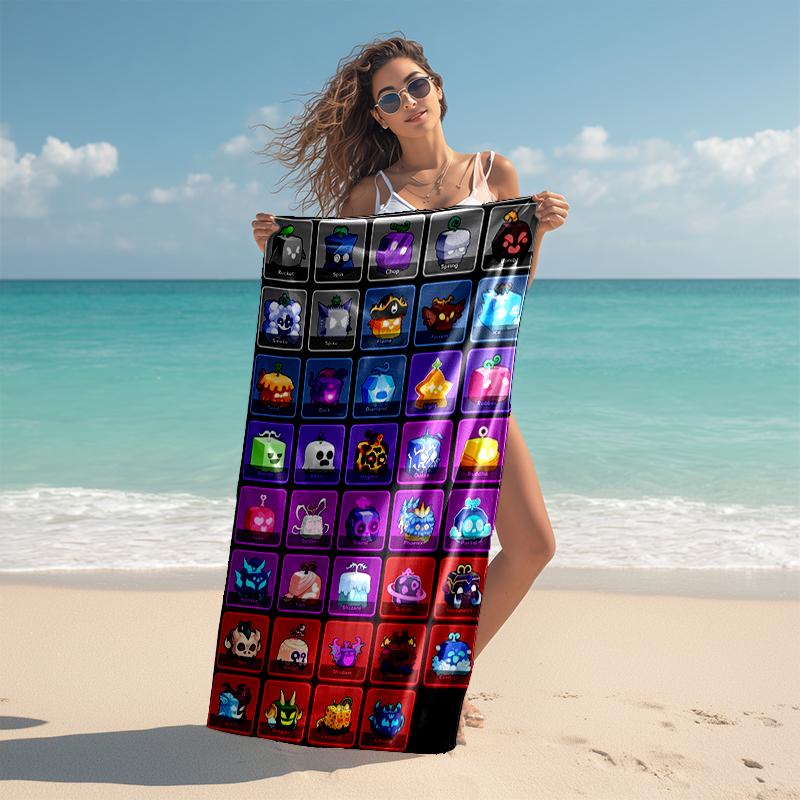 Beach Towel with Blox Fruits game Pattern - soft,absorbent,machine washable Lightweight&Modern,swimming,Travel Essentials
