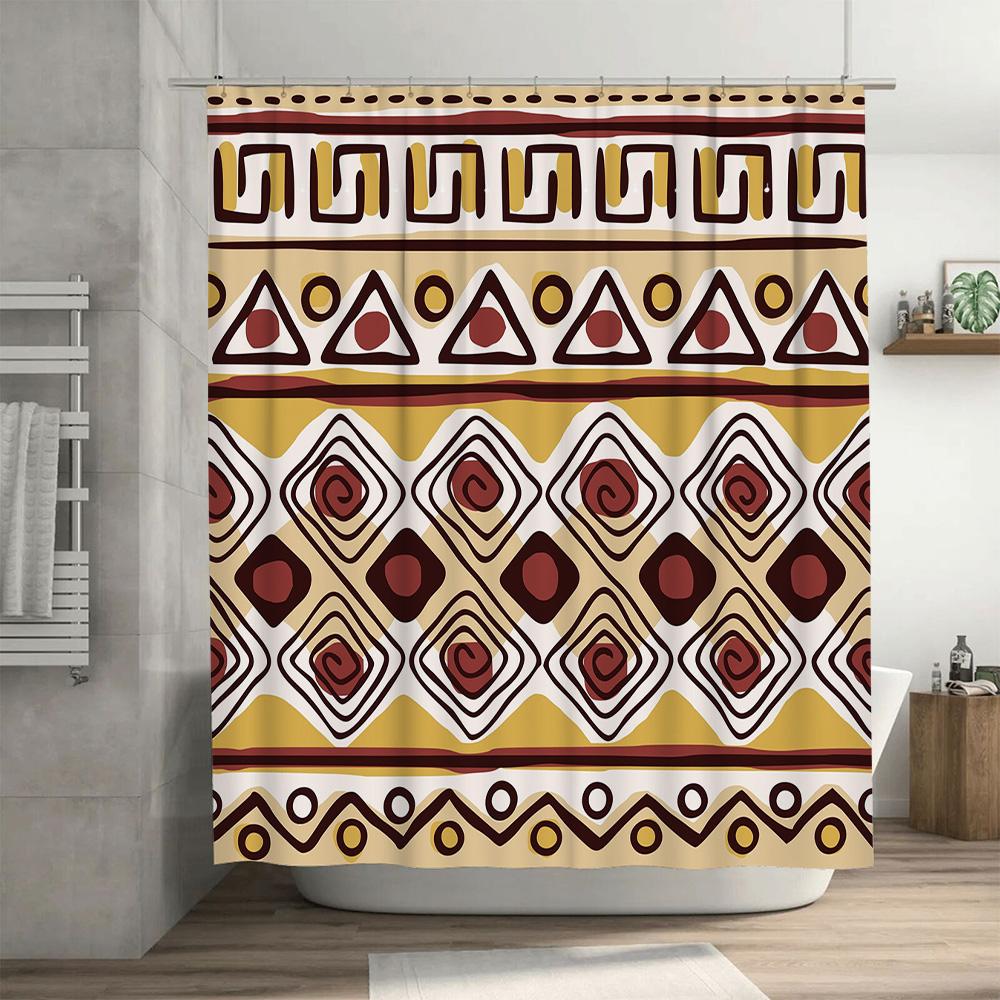 Decorative Shower Curtain with Vintage Tribal PatternWaterproof Fabric for Bathroom Decorations Perfect Gift Idea
