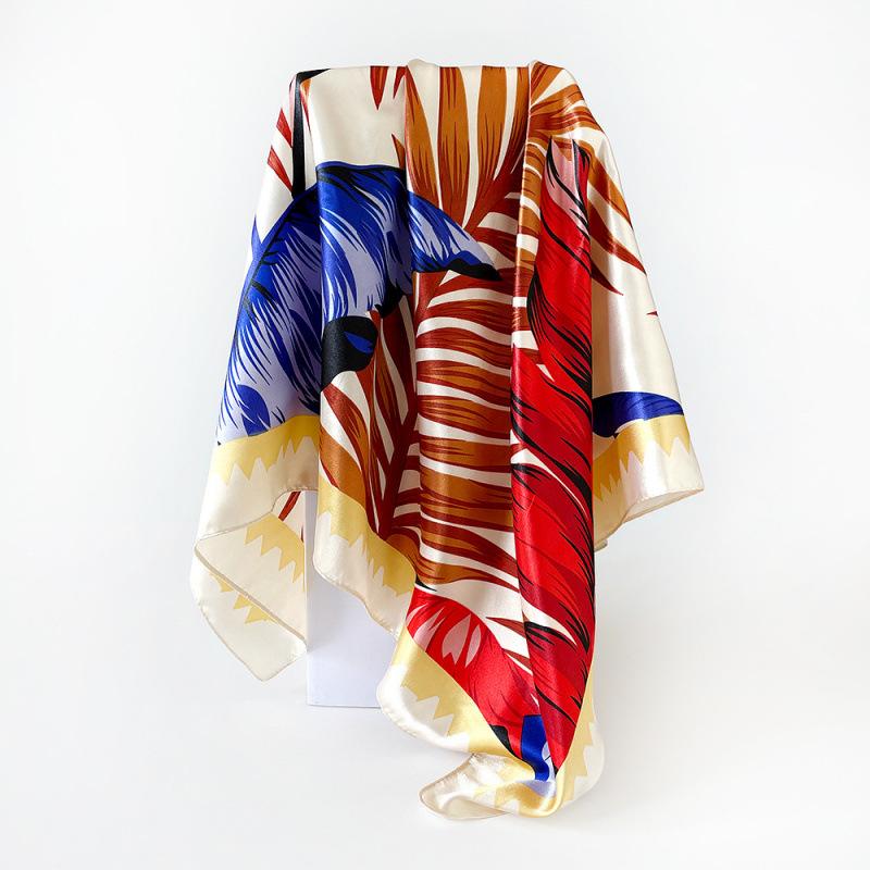 90cm Headscarf for Women – New Arrival: Colourful Printed Silk Scarf, Trendy and Versatile Shawl, Rayon Square Scarf