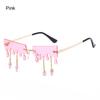 Streetwear Sun Glasses Tassel Sunglasses Rimless Wave Eyewear Sun Glasses Tears Flame Sunglasses