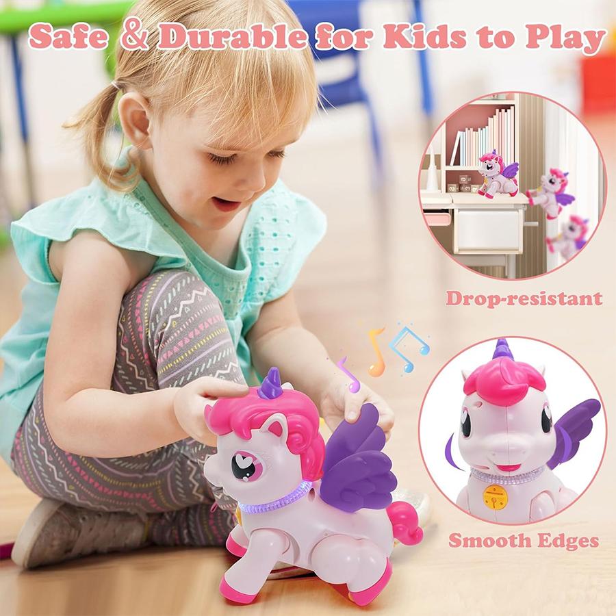 Unicorn Pegasus Toy Fantasy Cartoon Wings Unicorn with Light Music Animal Shape Girl Christmas New Year Gift