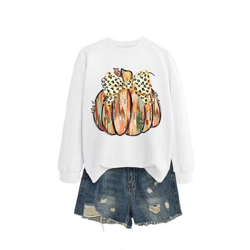 European Fashion Leopard Print Bow Long Sleeve Women's Hoodie
